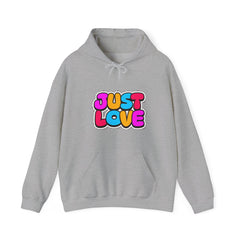 Just Love Hoodie — Colorful Retro Bubble Letter Love Sweatshirt