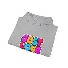 Just Love Hoodie — Colorful Retro Bubble Letter Love Sweatshirt