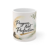 Progress, Not Perfection – Calm Inspirational Coffee Mug (11oz)