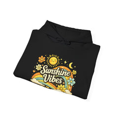 Sunshine Vibes Hoodie — Retro Floral Peace Sign Pullover