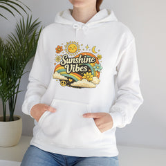 Sunshine Vibes Hoodie — Retro Floral Peace Sign Pullover