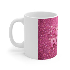 Girl Power Mug - Pink Glitter Feminist Coffee Cup, Empowerment Gift for Women & Girls
