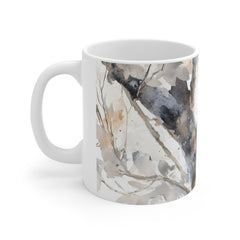 Chickadee Watercolor Mug — Bird Floral Ceramic Coffee Cup