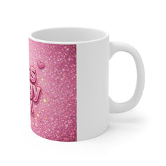 Boss Energy Only Pink Glitter Coffee Mug — Cute Crowned Slogan Tea Cup