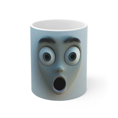 11oz Mug — Surprised Emoji Face Ceramic Coffee Cup