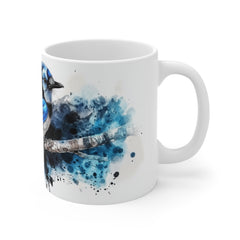 Blue Jay Bird Watercolor Mug — 11oz Ceramic Coffee Cup