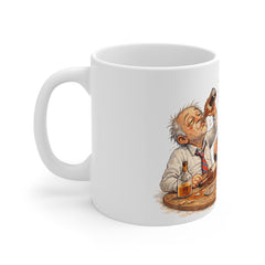 Funny Drunk Old Men Coffee Mug — Humorous Bar Scene 11oz Ceramic Mug