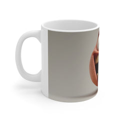 Funny Tongue-Out Smiling Face Mug — Whimsical Cartoon Coffee Cup