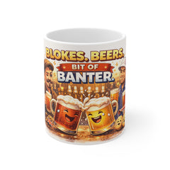 Blokes, Beers & Banter Mug — Funny Pub Coffee Cup Gift
