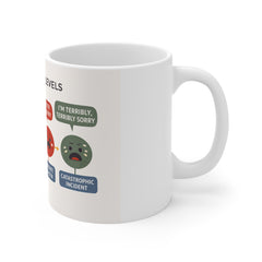 Apologising Levels Mug — British Politeness Chart Coffee Cup