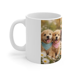 Sweet Companions – Adorable Puppy & Kitten Trio Mug
