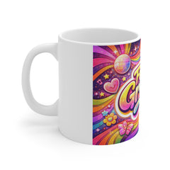 Feel the Groove Mug — Retro Rainbow Disco Coffee Cup