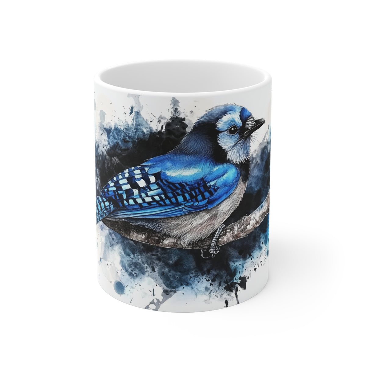 Blue Jay Bird Watercolor Mug — 11oz Ceramic Coffee Cup