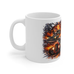 Hot Rod Flames Coffee Mug — Vintage Muscle Cars & Skull Engine Design