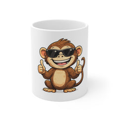 Cool Sunglasses Monkey Mug – Funny Thumbs Up Coffee Cup