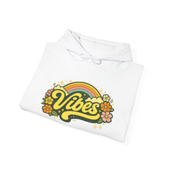 Retro 'Vibes' Hoodie — Rainbow Floral Graphic