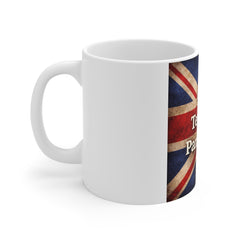 Tea First, Panic Later Mug — British Flag Funny Tea Lover Coffee Cup