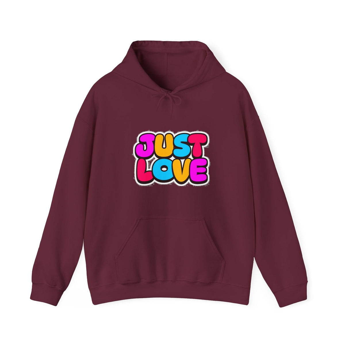 Just Love Hoodie — Colorful Retro Bubble Letter Love Sweatshirt