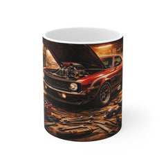Vintage Muscle Car Garage Mug — Classic Hot Rod Coffee Cup for Car Enthusiasts