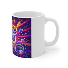 Electric Vibes Mug — Retro Neon Music Coffee Cup