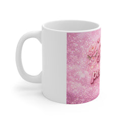 Soft But Powerful Pink Floral Mug — Inspirational Coffee Cup for Women, Empowerment Gift
