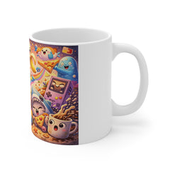 Whimsical Snack Party Mug — Cute Corgi, Marshmallow & Rainbow Snackscape Coffee Cup