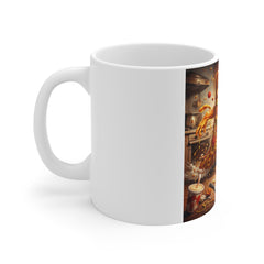 Angry Cartoon Pizza Monster Coffee Mug — Funny Horror Foodie Gift