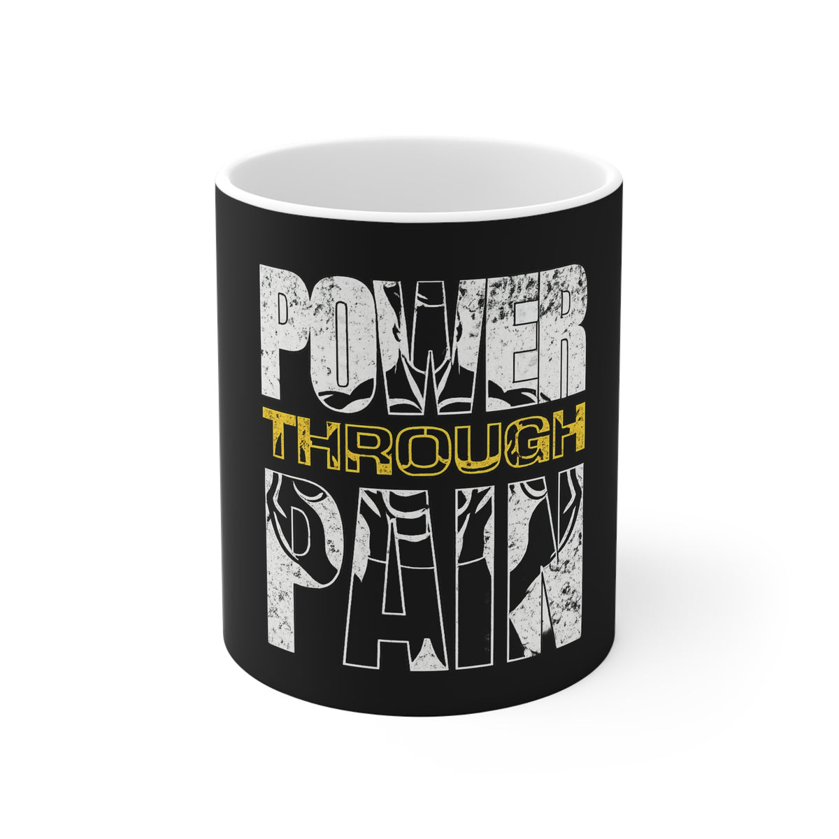 Motivational Mug — "Power Through Pain" Bold Gym Coffee Cup
