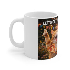 Let's Get This Party Started Mug — Funny Cats with Pizza Party Coffee Cup