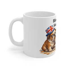 Funny British Bulldog Mug — "Blimey! What a bloody muppet." Tea Cup Gift