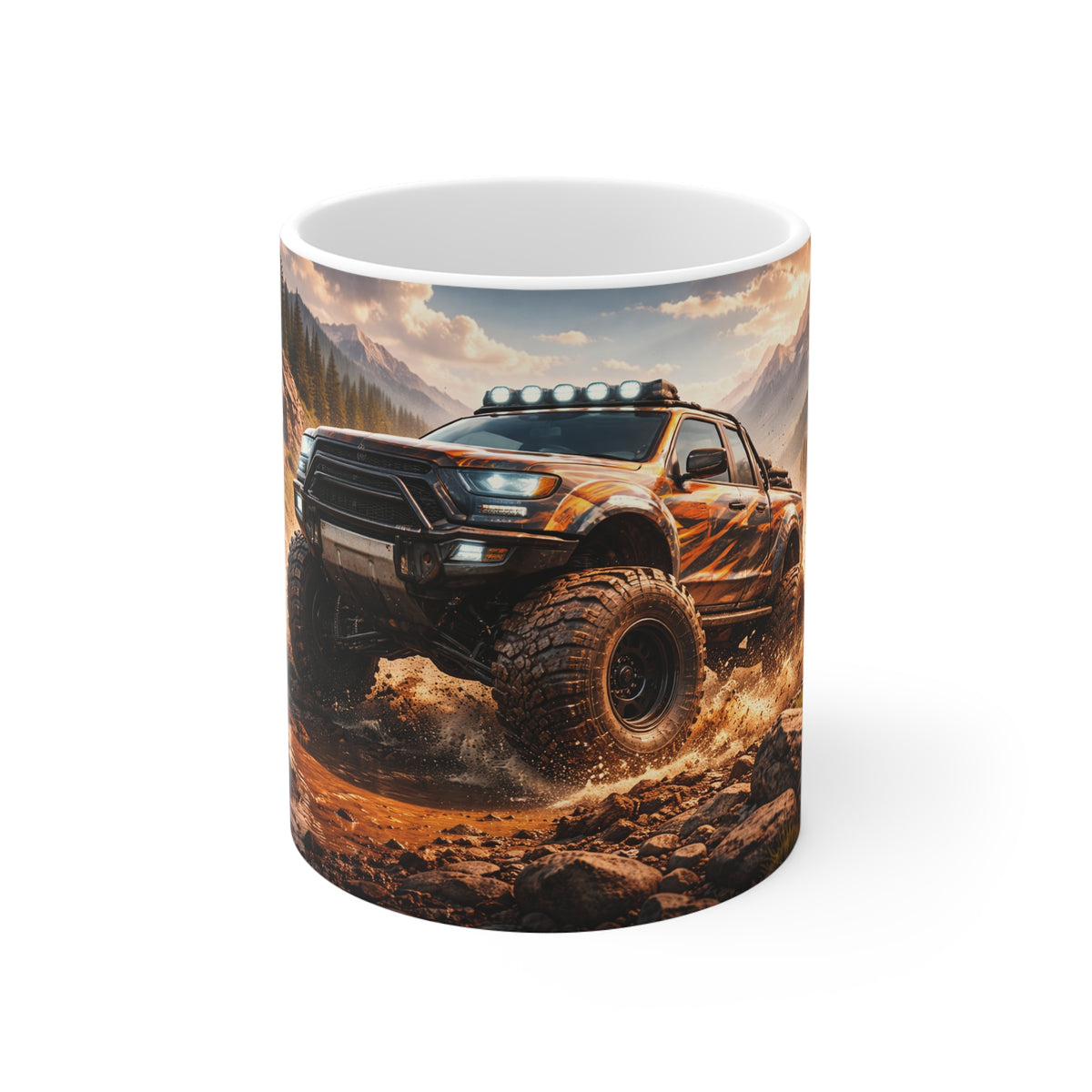 Off-Road Truck Coffee Mug — Rugged 4x4 Adventure Scenic Camper Mug