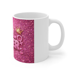 Girl Power Mug - Pink Glitter Feminist Coffee Cup, Empowerment Gift for Women & Girls