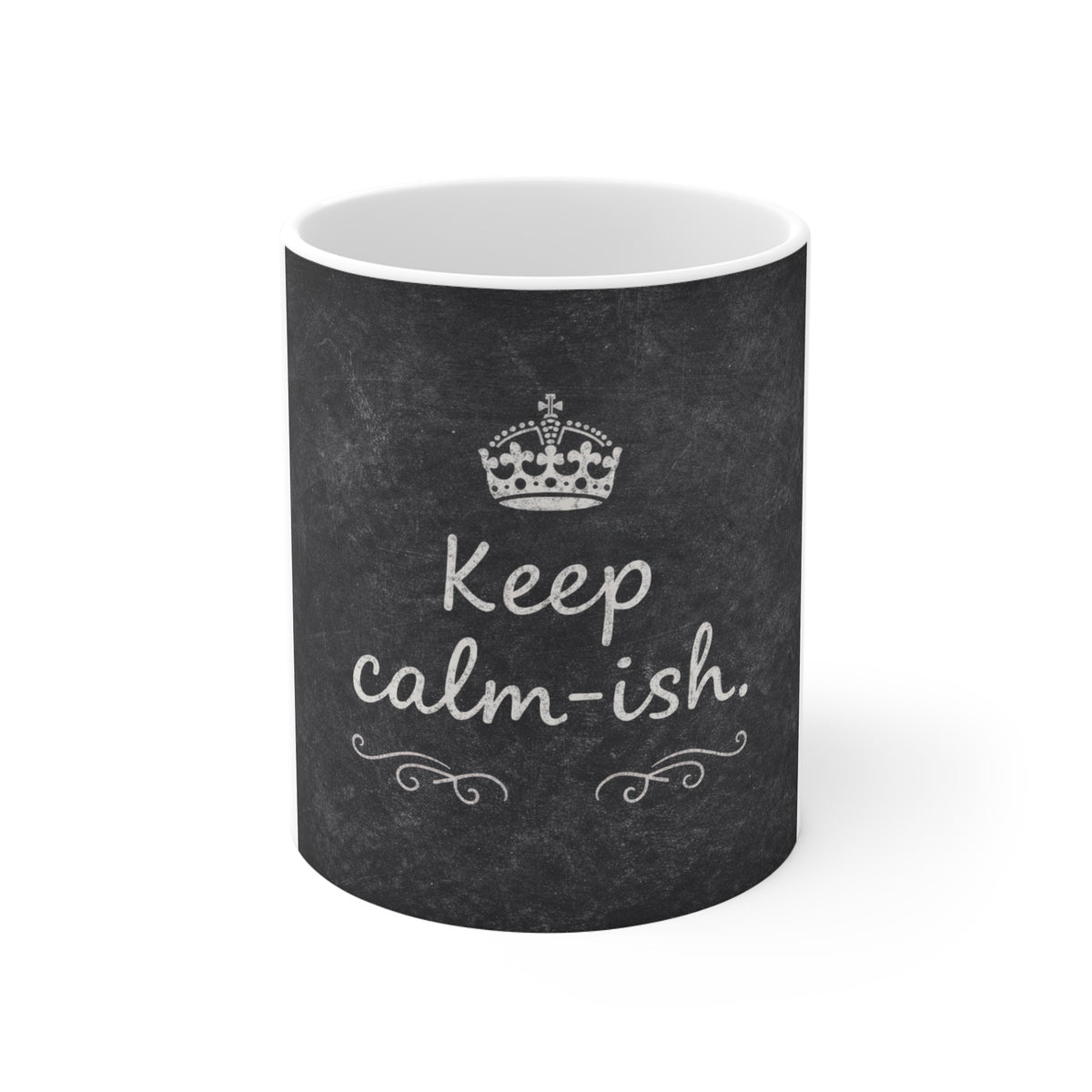 Keep Calm-ish Chalkboard Coffee Mug — Funny 11oz Ceramic Tea Cup