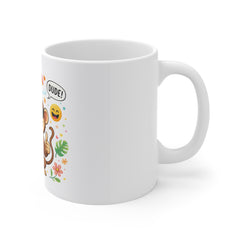 Monkey Thumbs Up Mug — Cute Cartoon Monkey with Sunglasses, Rainbow & 'LOL! DUDE!' Coffee Cup