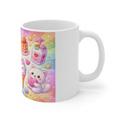 Kawaii Rainbow Sweets Mug — Cute Dessert Pattern Coffee Cup