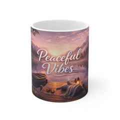 Peaceful Vibes Mug — Tranquil Lake Sunrise Coffee Cup