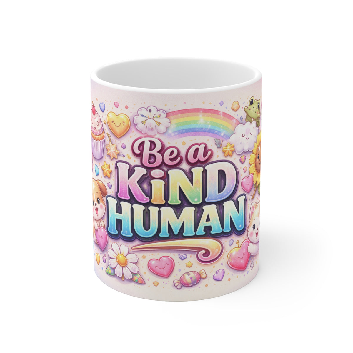 Be a Kind Human – Cute & Colorful Coffee Mug (11oz)