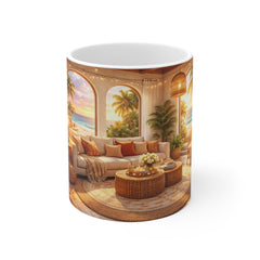 Coastal Boho Mug — Tropical Sunset Living Room Coffee Cup