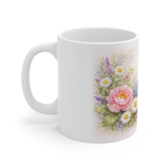 Floral Bouquet Mug — Pastel Garden Flowers Coffee Cup