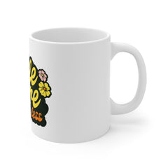 Smile More Worry Less Mug — Retro Floral Positive Message Coffee Cup