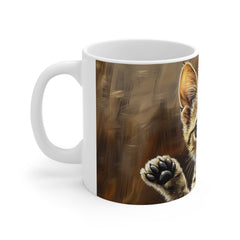 Cute Close-Up Kitten 11oz White Mug – Adorable Cat Portrait Coffee Cup