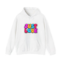 Just Love Hoodie — Colorful Retro Bubble Letter Love Sweatshirt