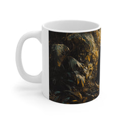 Panther in Golden Foliage Mug — Black Panther Coffee Cup