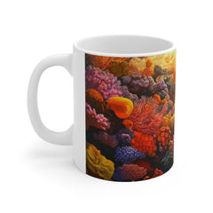 Underwater Reef Mug — Colorful Coral & Blue Tang Fish Coffee Cup