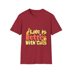 Cat Lover T‑Shirt — "Life Is Better With Cats" Cute Retro Graphic Tee