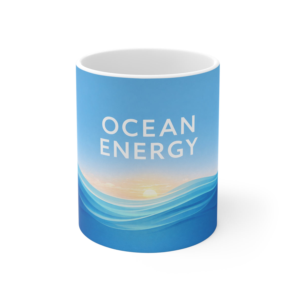 Ocean Energy Ceramic Mug — Sunrise Wave Coffee Cup