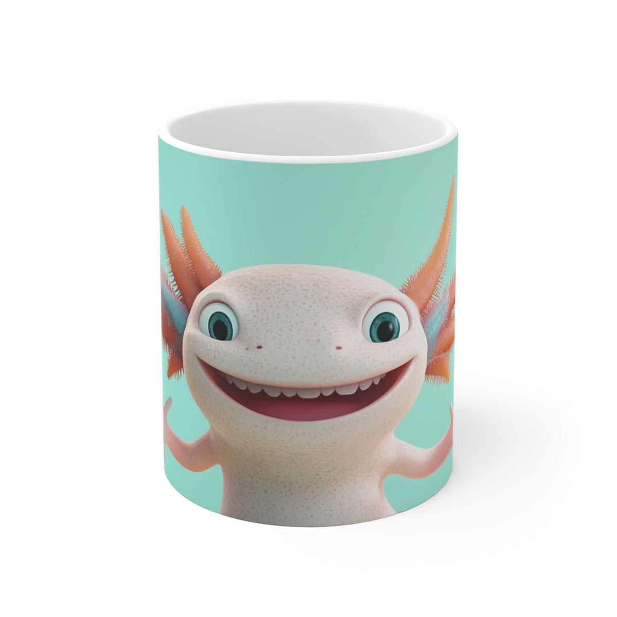 Axolotl Cute Mug — Smiling Axolotl Cartoon Coffee Cup