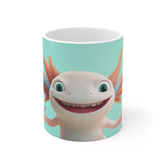 Axolotl Cute Mug — Smiling Axolotl Cartoon Coffee Cup
