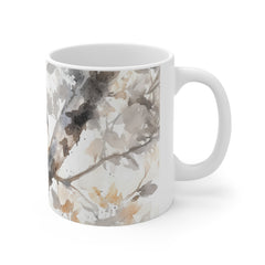 Chickadee Watercolor Mug — Bird Floral Ceramic Coffee Cup