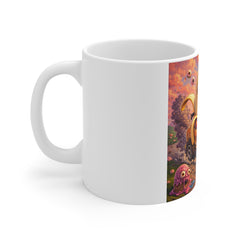Hot Dog Banana Racer Mug — Whimsical Surreal Retro Art Coffee Cup